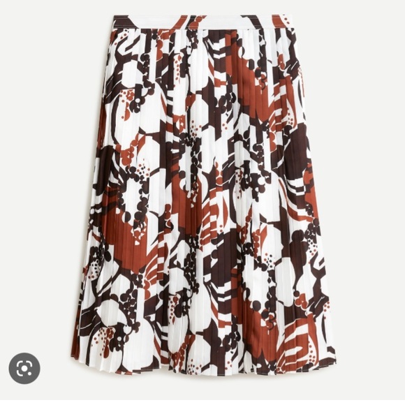J. Crew Pleated Midi Skirt in Ratti Cocoa Floral Print Size 2 NWT - Picture 1 of 4